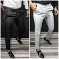 Lycra Solid Slim Fit Men’s Formal Trousers | Pack of 2