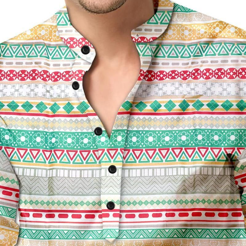 Men’s Printed Spread Collar Casual Shirt | Multicolor