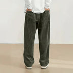 Men’s Dark Green Corduroy Cargo Trouser | Loose Fit