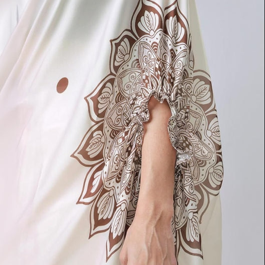 Satin Silk Printed Kaftan Saree With Unstitched Blouse