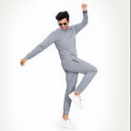 Men’s Solid Full Sleeves Grey Track Suit | Sportswear