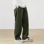 Men’s Dark Green Corduroy Cargo Trouser | Loose Fit