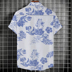 Men’s Printed Half Sleeve Casual Shirt | White & Navy Blue