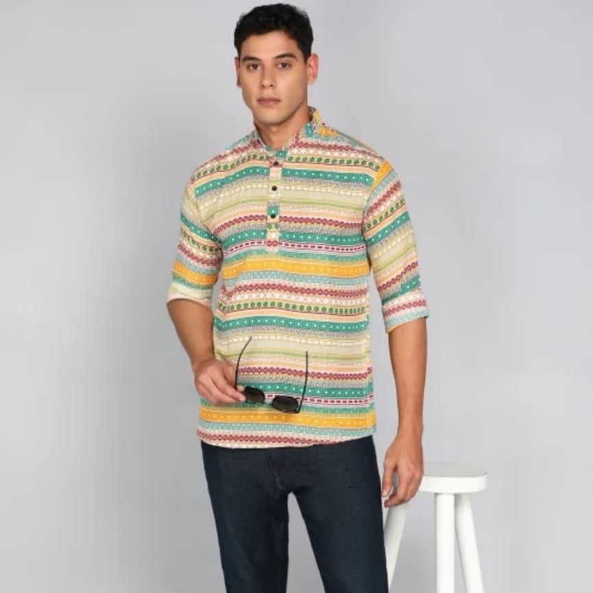 Men’s Printed Spread Collar Casual Shirt | Multicolor