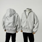 Men’s Solid Backpack Zip Up Hoodie | Custom Style