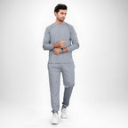 Men’s Solid Full Sleeves Grey Track Suit | Sportswear
