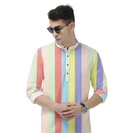 Men’s Color Block Spread Collar Casual Shirt