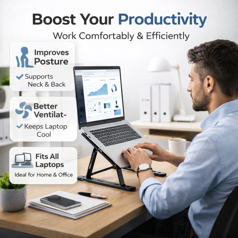 Foldable Adjustable Laptop Stand | Ergonomic Height Stand