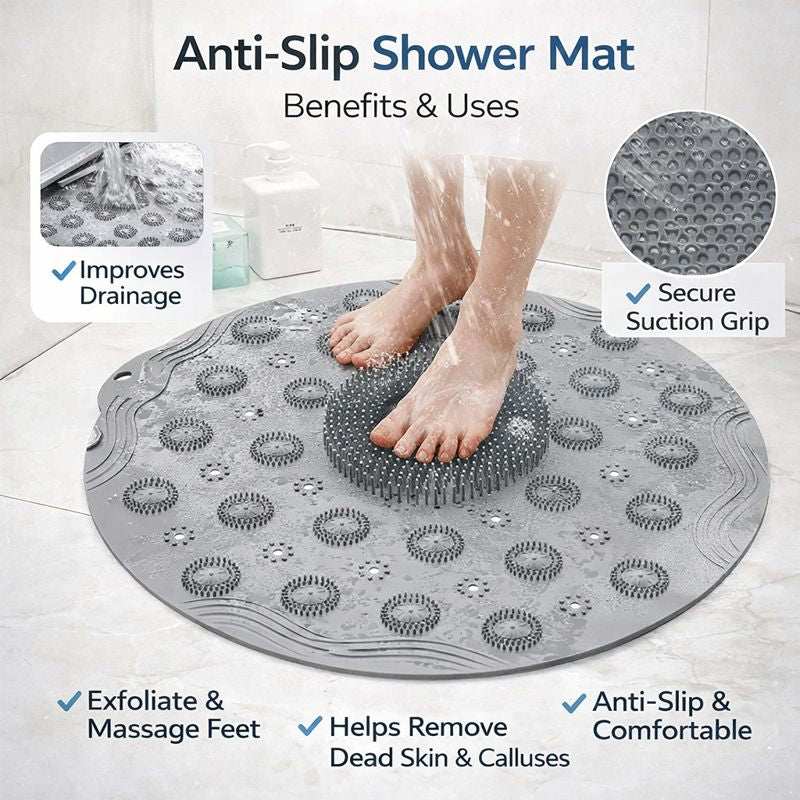 Non-Slip Silicone Bathroom Mat | Soft Shower Mat