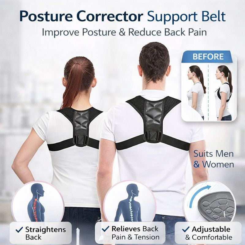 Adjustable Posture Corrector | Upper Back & Shoulder Support
