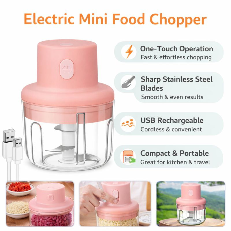 Electric Mini Garlic Chopper 250ml | USB Vegetable Chopper