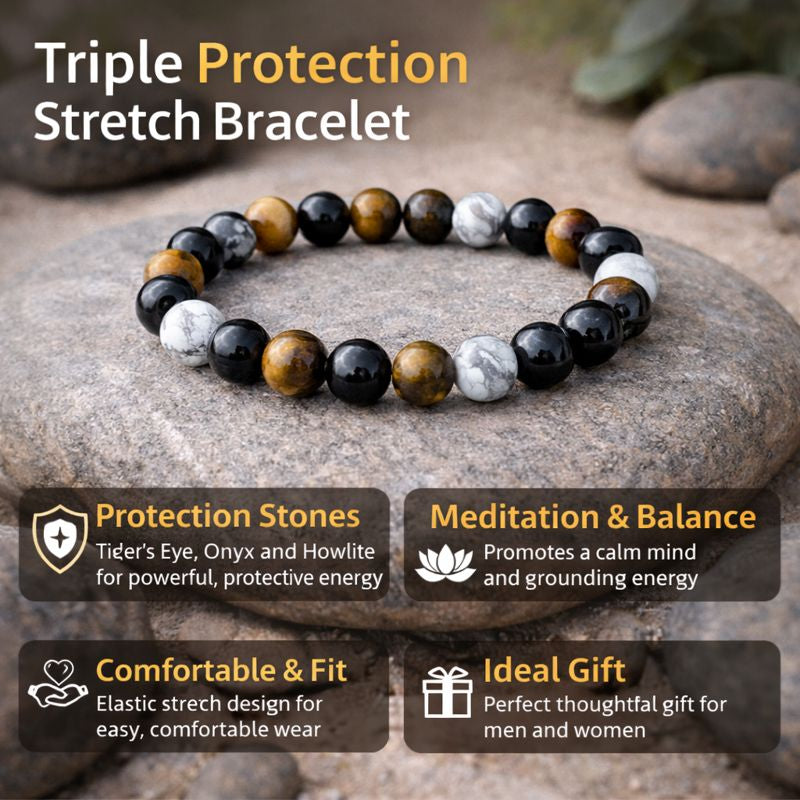 Triple Protection Bracelet | Natural Stone Beaded Bracelet
