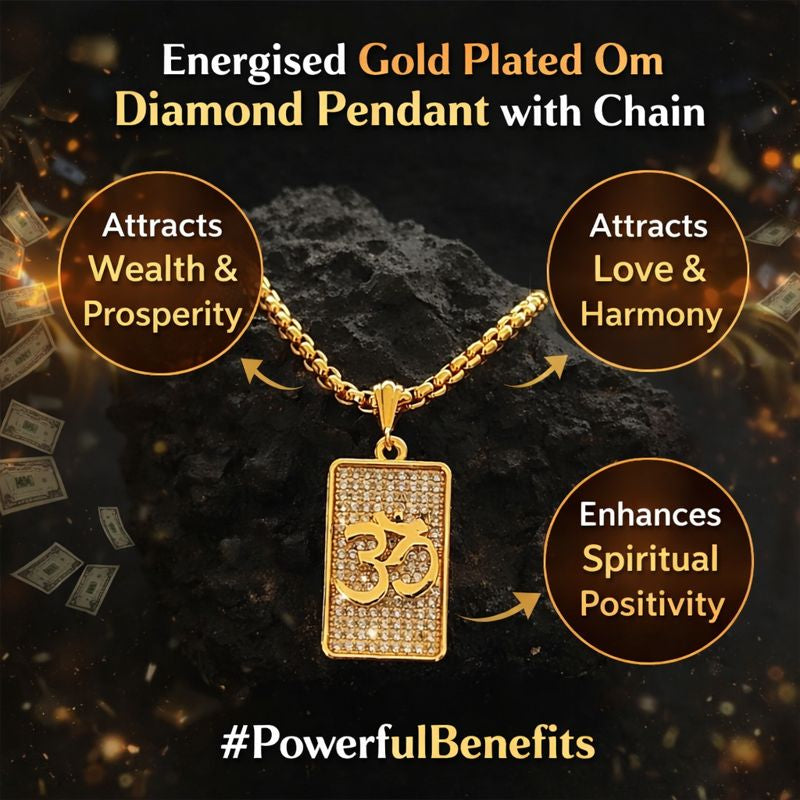 Gold Plated Om Diamond Pendant | Spiritual Jewellery