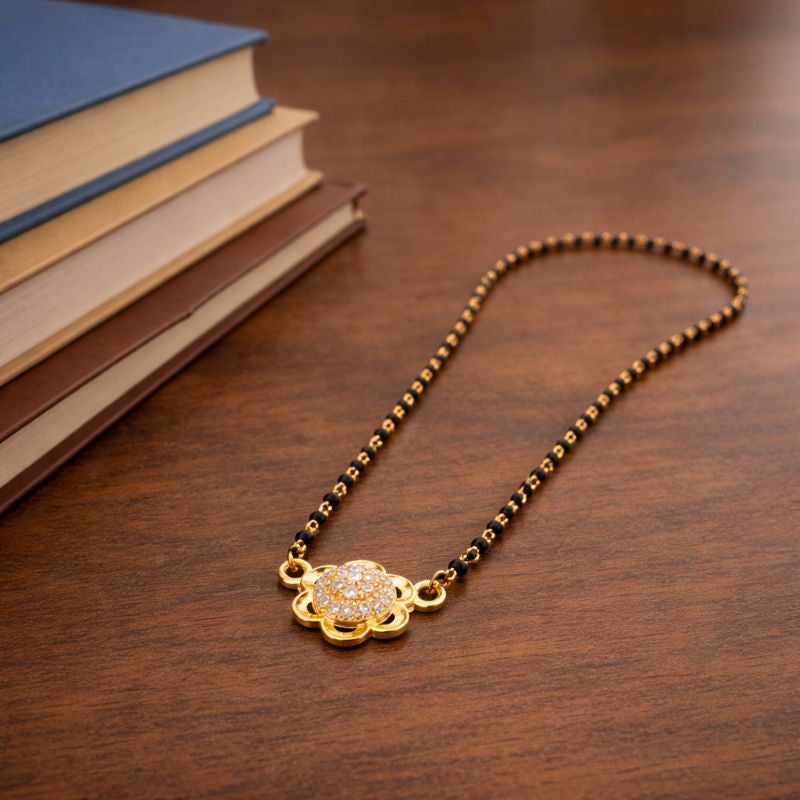 Gold-Plated Floral Pendant Mangalsutra | Elegant