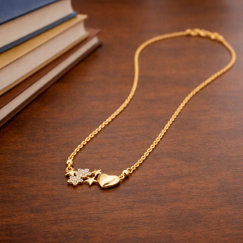 Golden Necklace with Star & Heart Pendants | Stylish