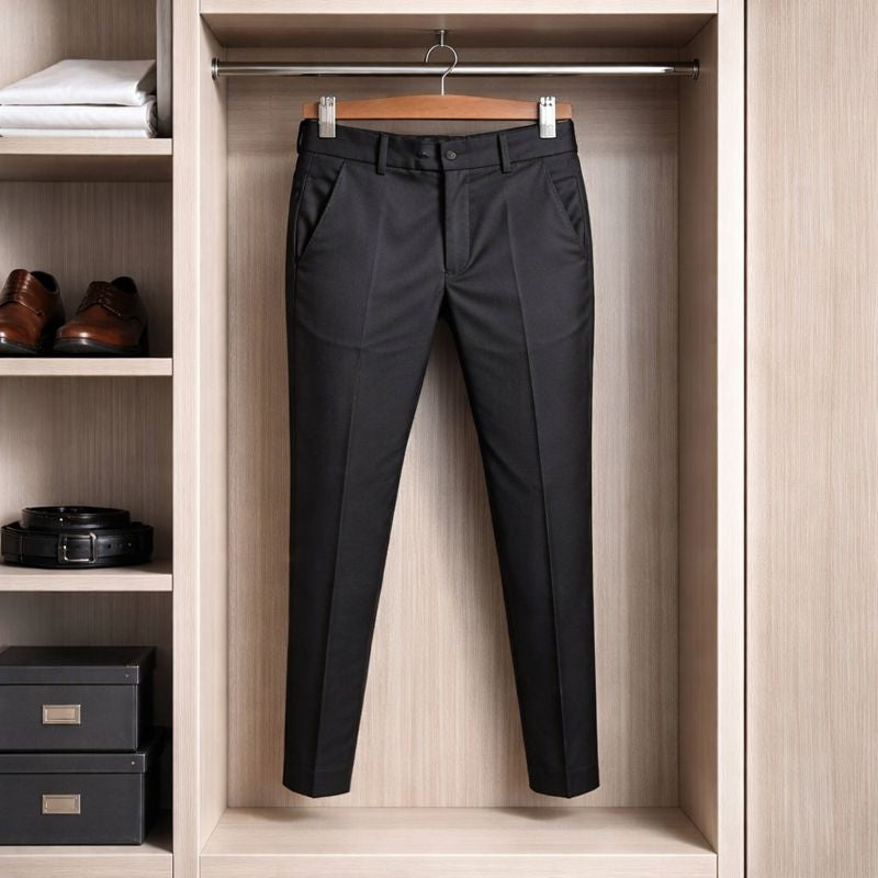 Lycra Solid Slim Fit Men’s Formal Trousers | Pack of 2